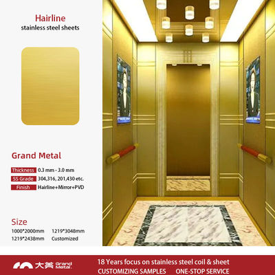 Linea di taglio n. 4 Pannelli delle porte degli ascensori rinforzati con superfici in acciaio inossidabile spazzolato 304 316