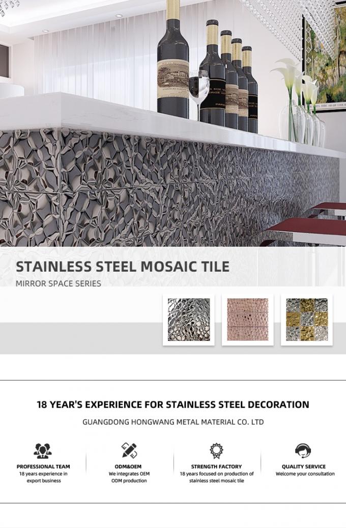 Mattonelle del modello di mosaico di acciaio inossidabile di spessore 3D di buona qualità 304 0.8mm da vendere per metro quadro per la decorazione della parete della cucina