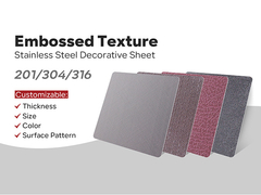 Fogli di tessitura in acciaio inossidabile in rilievo personalizzato 201 304 316 PVD Placca metallica di decorazione