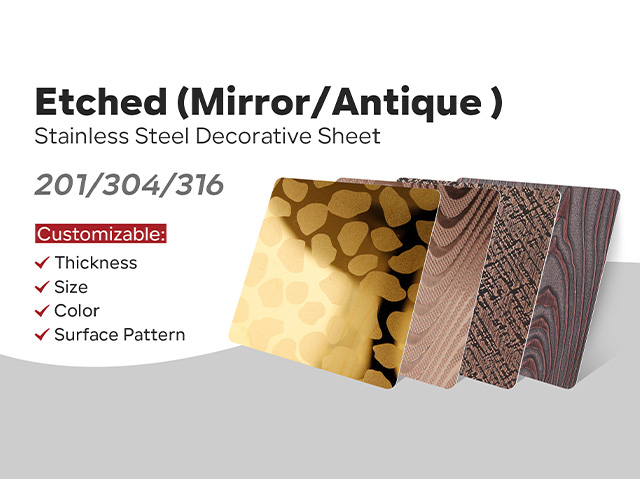 316 304 Etched Finish Stainless Steel Sheets 4x4 4x8 4x10 sizes