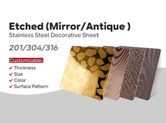 316 304 lamiere di acciaio inossidabile finite incise 4x4 4x8 4x10